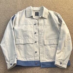 Original Use Cream and Blue Shirt Jacket
